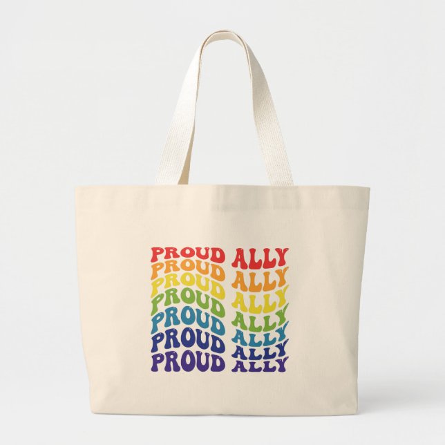 Proud Ally | HBT-TQ | GAY PRIDE | Regnbåge Jumbo Tygkasse (Framsidan)