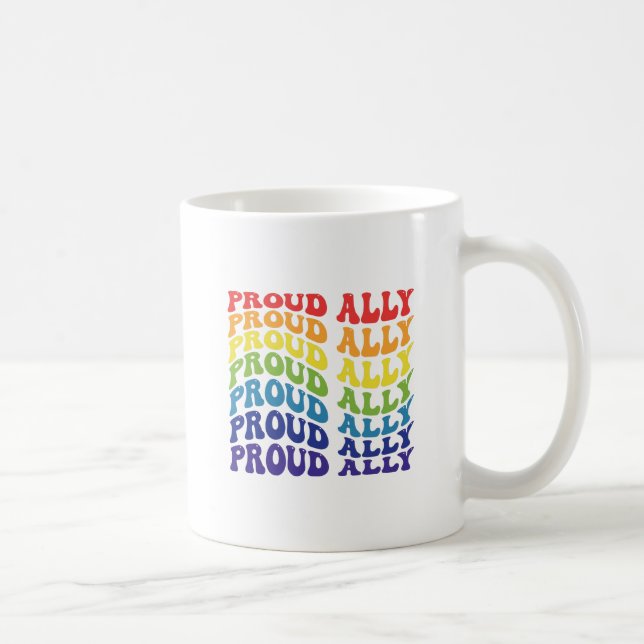 Proud Ally | HBT-TQ | GAY PRIDE | Regnbåge Kaffemugg (Höger)