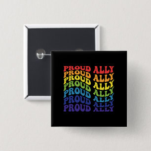 Proud Ally HBT-TQ GAY PRIDE Regnbåge Knapp