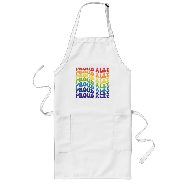 Proud Ally | HBT-TQ | GAY PRIDE | Regnbåge Långt Förkläde (Framsidan)