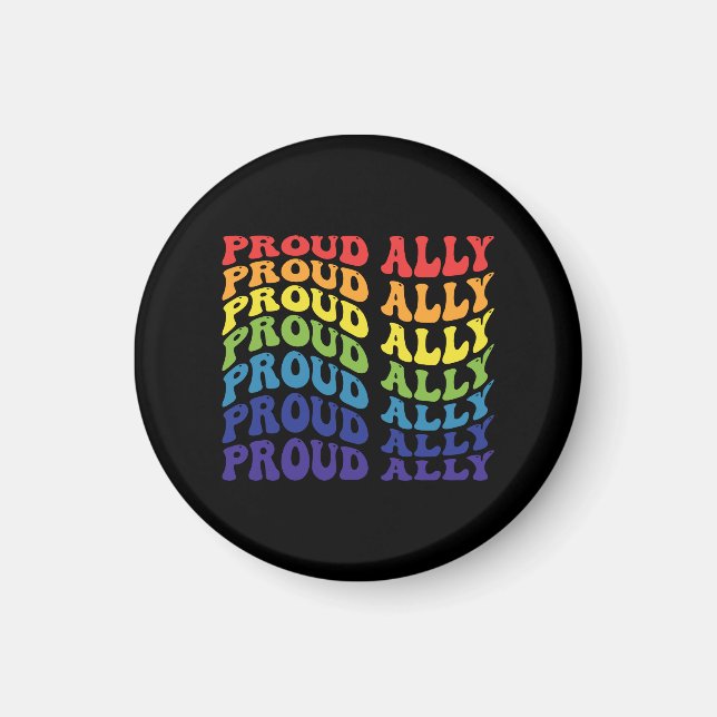Proud Ally | HBT-TQ | GAY PRIDE | Regnbåge Magnet (Framsidan)