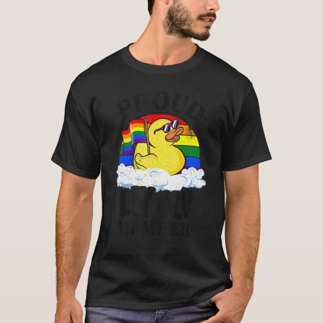 Proud Ally Klubb medlem Rubber Anka Rainbow Gay Le T Shirt (Framsida)