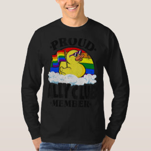 Proud Ally Klubb medlem Rubber Anka Rainbow Gay Le T Shirt