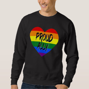 Proud Ally Lgbt Rainbow Heart Månad i Gay pride Lång Ärmad Tröja