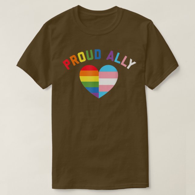 Proud Ally LGBT Rainbow Heart Månad i Gay pride  T Shirt (Design framsida)