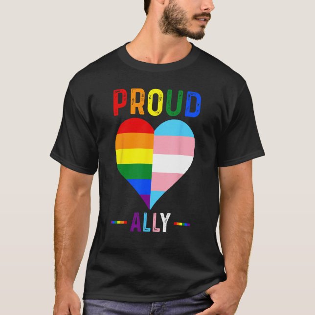 Proud Ally  LGBTQ+ Pride month LGBT Flag Proud All T Shirt (Framsida)