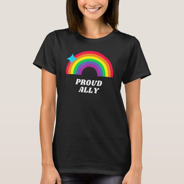 Proud Ally Lgbtq Support Gay Lesbisk Awareness Tra T Shirt (Framsida)
