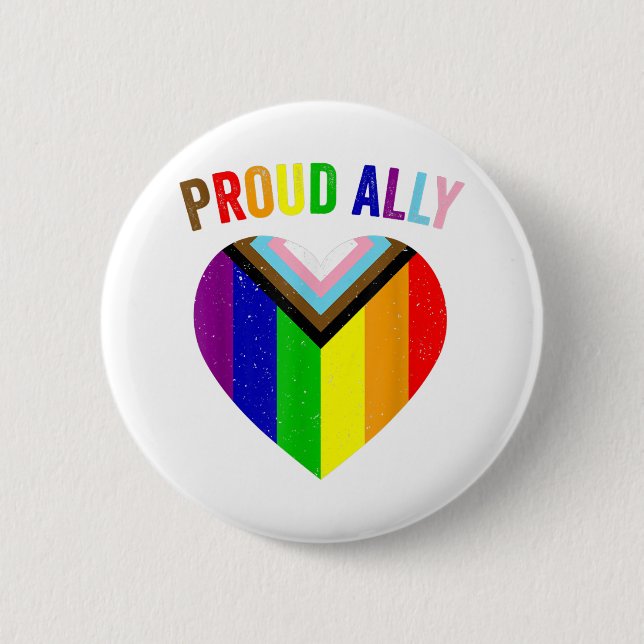 Proud Ally LGBTQAI Gay POC Transgender Pride Flagg Knapp (Framsida)