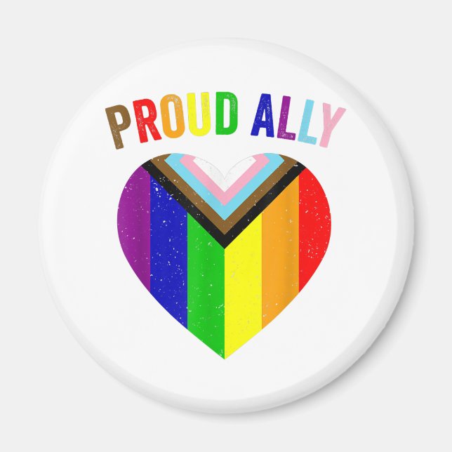 Proud Ally LGBTQAI Gay POC Transgender Pride Flagg Magnet (Framsidan)