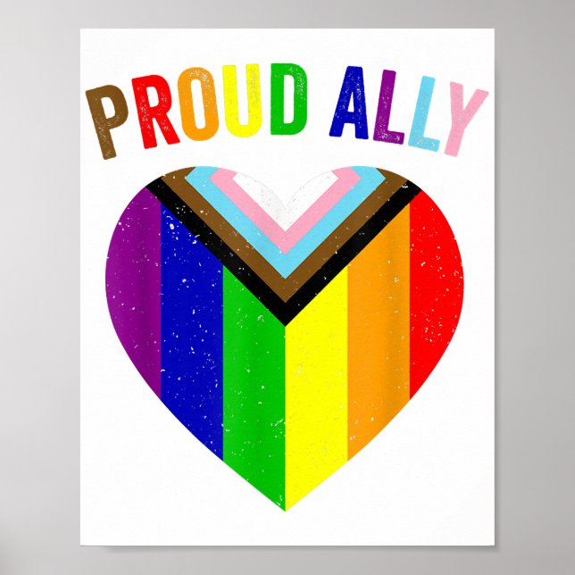 Proud Ally LGBTQAI Gay POC Transgender Pride Flagg Poster (Framsidan)