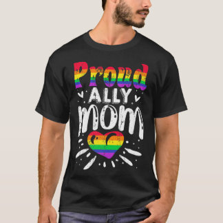 Proud Ally Mamma LGBTQ Heart Flagga Proud Trans M T Shirt