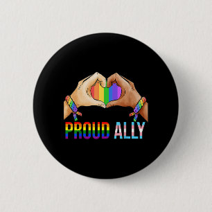 Proud Ally Pride LGBT Transgender Flagga Heart Gay Knapp