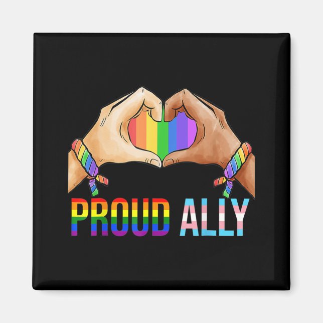 Proud Ally Pride LGBT Transgender Flagga Heart Gay Magnet (Framsidan)