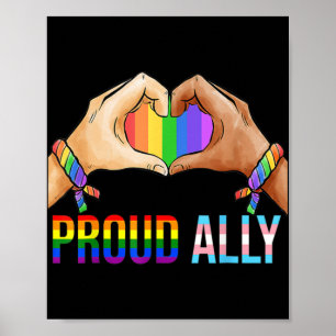 Proud Ally Pride LGBT Transgender Flagga Heart Gay Poster
