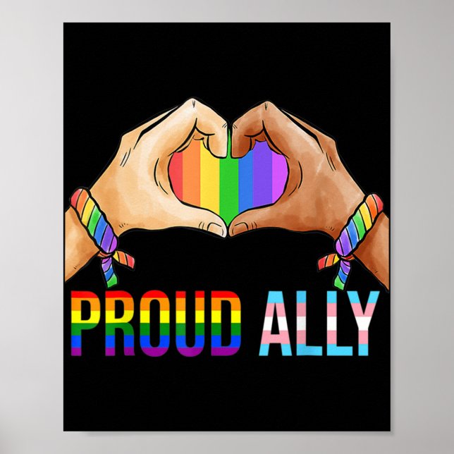 Proud Ally Pride LGBT Transgender Flagga Heart Gay Poster (Framsidan)