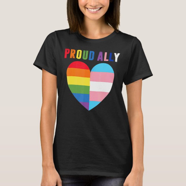 Proud Ally Pride Lgbt Transgender Flagga Heart Gay T Shirt (Framsida)