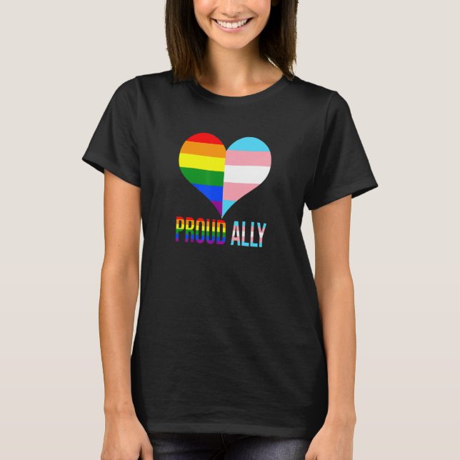 Proud Ally Pride Lgbt Transgender Flagga Heart Gay T Shirt (Framsida)