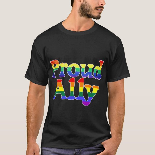 Proud Ally, Pride LGBTQ Gift Idea T Shirt (Framsida)