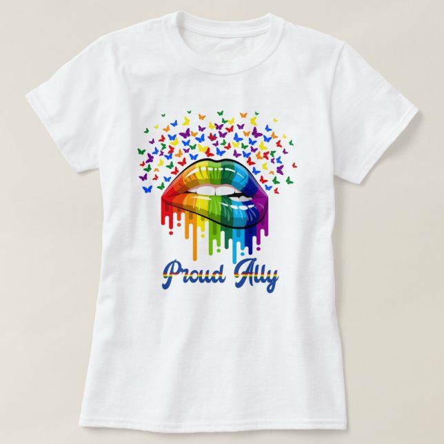 Proud Ally, Pride Månad T Shirt (Design framsida)