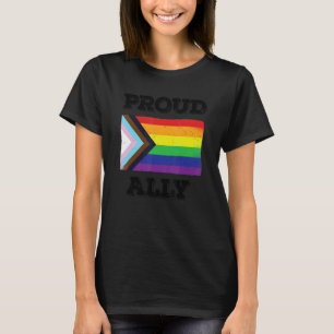 Proud Ally Pride Month Lgbtq Rainbow Flagga Black T Shirt