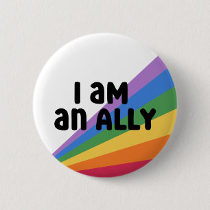 Proud Ally Rainbow Pride Month Button Knapp