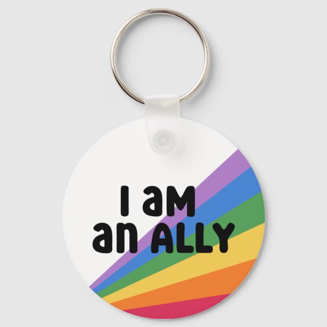 Proud Ally Rainbow Pride Month Nyckelring (Framsida)