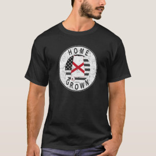 Proud America Statlig flagga US Home Grown Alabama T Shirt
