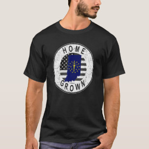 Proud America Statlig flagga US Home Grown Indiana T Shirt