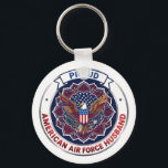 Proud American Air Force Husband Nyckelring<br><div class="desc">This design features colorful American eagle with its wings widely spread. The eagle is located over the magic mandala and is decorated with the USA flag. The colorful text "Proud American Air Force Husband" goes around the image. A beautiful family gift for him. Do not forget to transfer this design...</div>