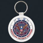 Proud American Air Force Husband Nyckelring<br><div class="desc">This design features colorful American eagle with its wings widely spread. The eagle is located over the magic mandala and is decorated with the USA flag. The colorful text "Proud American Air Force Husband" goes around the image. A beautiful family gift for him. Do not forget to transfer this design...</div>