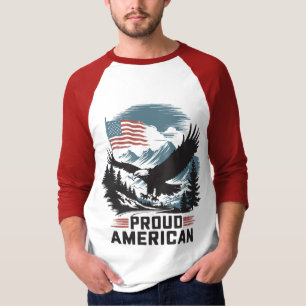 Proud American Eagle Över bergen T Shirt
