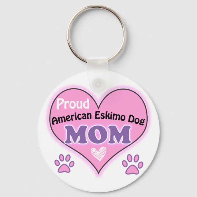 Proud American Eskimo Hund Mamma Nyckelring (Framsida)