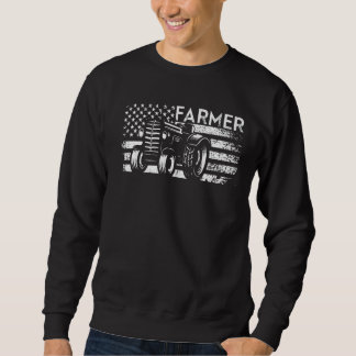 Proud American Farmer Tractor Farmers Costume Fa Lång Ärmad Tröja