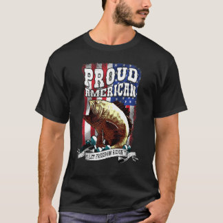 Proud American Fish Fly USA flagga Let Freedom Rei T Shirt