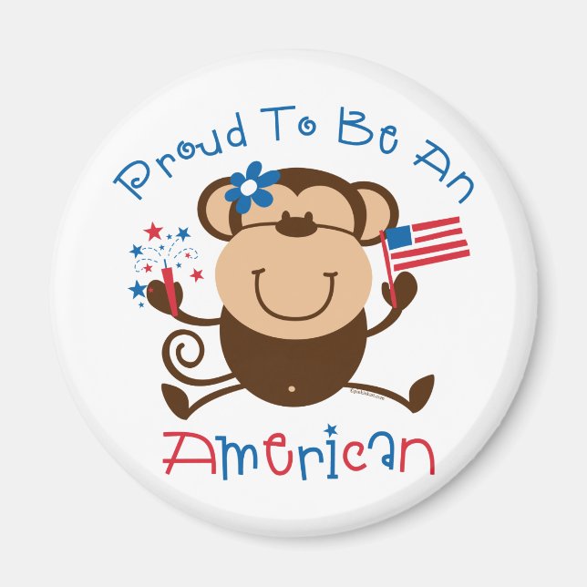 Proud American Girl Monkey Magnet (Framsidan)