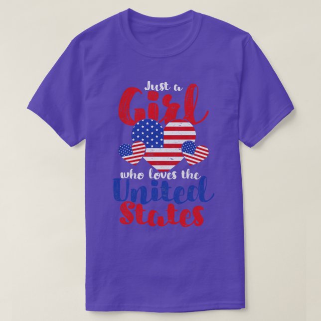 Proud American Girls US Flagga Heart Freedom USA L T Shirt (Design framsida)
