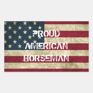 Proud American Horseman Sticker Rektangulärt Klistermärke