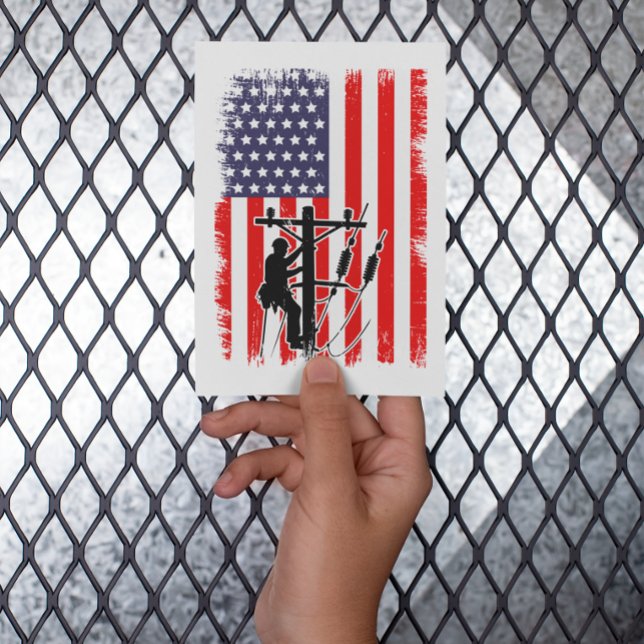 Proud American Lineman Patriotic Utility Worker Inbjudningar (Proud American Lineman Patriotic Utility Worker Invitation card)