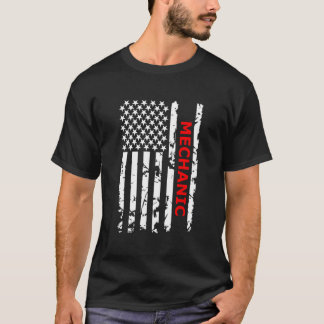 Proud American Mechanic Usa Flag T Shirt