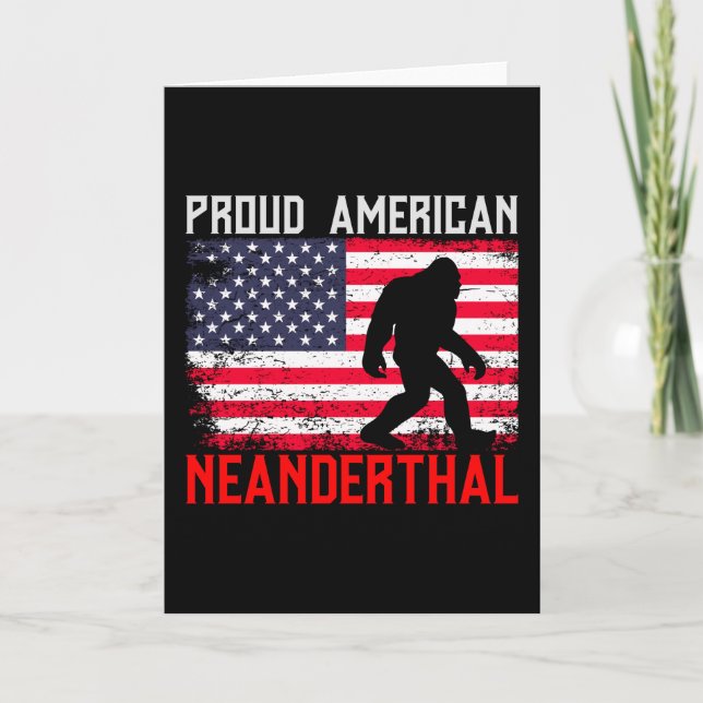 Proud American Neanderthal | USA flagga och Bigfoo Kort (Framsida)