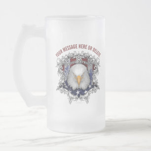 Proud American Patriot Frosted Glass Beer Mugg