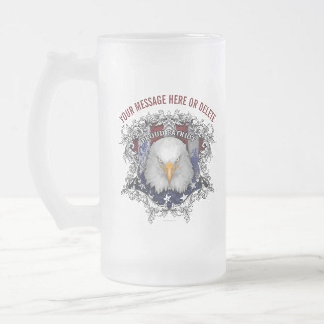 Proud American Patriot Frosted Glass Beer Mugg (Vänster)