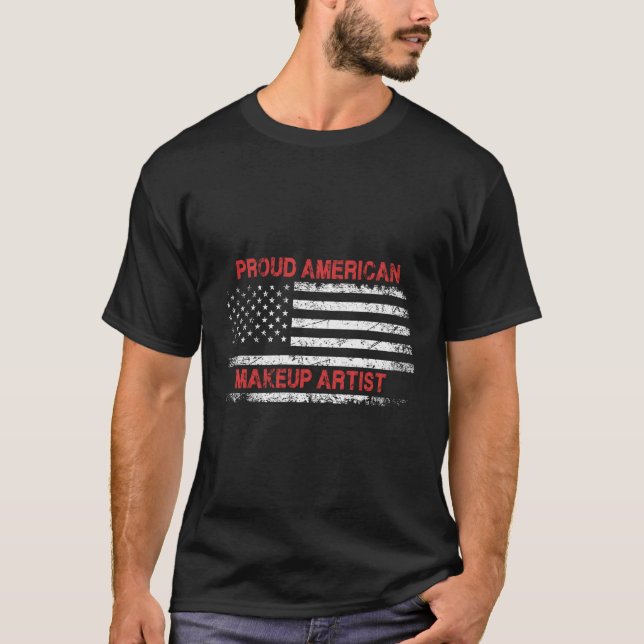 Proud American Patriotic USA flagga Gift Makeup Ar T Shirt (Framsida)