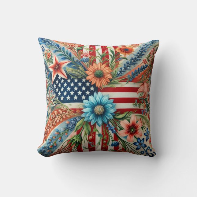 Proud American Pillow. Rund fyllning Kudde (Framsida)