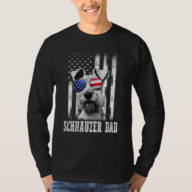 Proud American Schnauzer Flag  Dog Dad Mom T Shirt (Framsida)