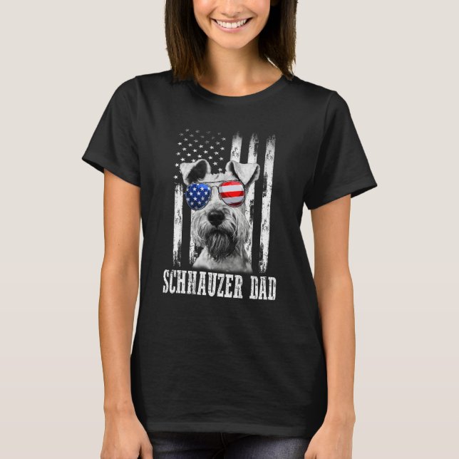Proud American Schnauzer Flag  Dog Dad Mom T Shirt (Framsida)