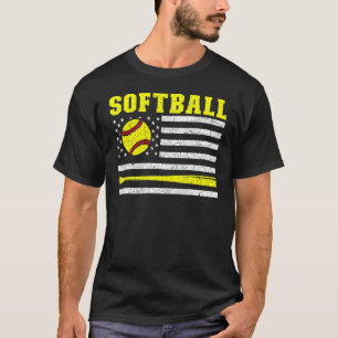 Proud American Sports USA flagga Softball Player S T Shirt