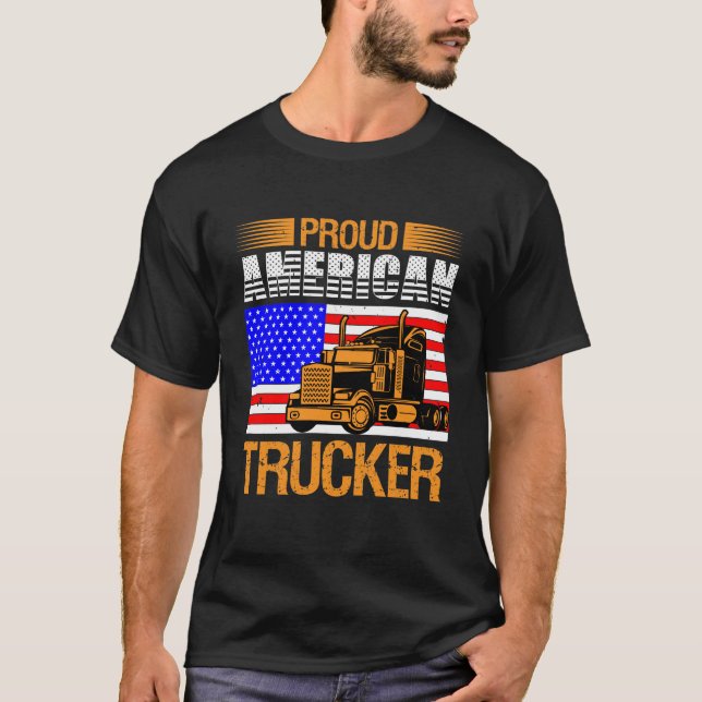 Proud American Trucker T Shirt (Framsida)