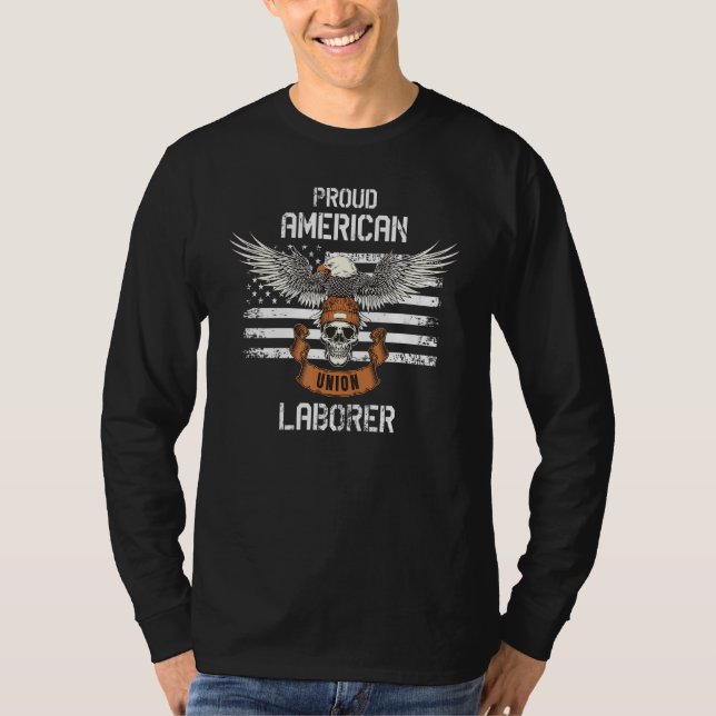Proud American Union Laborer Teamster USA Flag Dis T Shirt (Framsida)