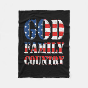 Proud American US Flagga God Family Land Fleecefilt